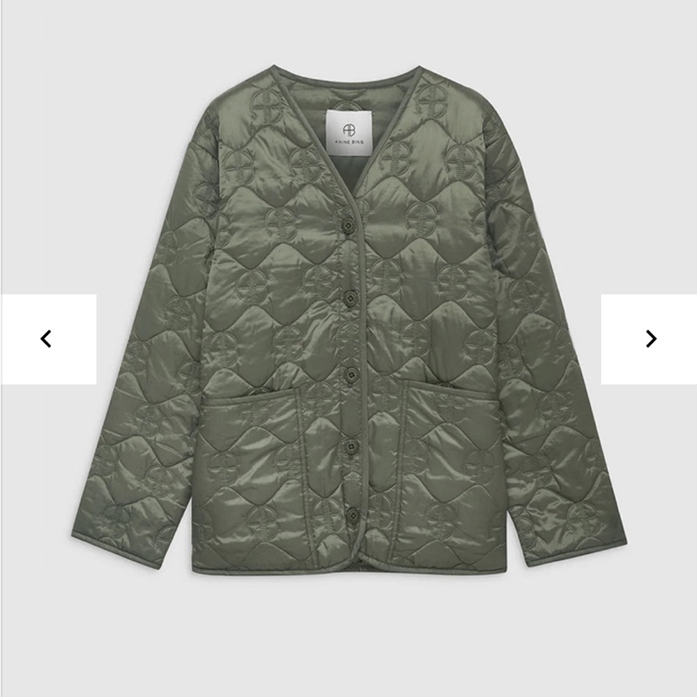 Anine Bing Andy Bomber Monogram Jacket in Olive